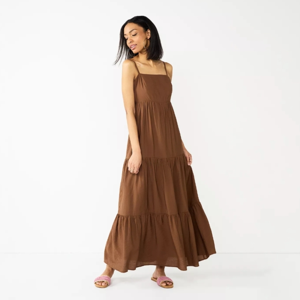 Nine West Brown Tiered Maxi Dress